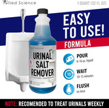 Allied Science Urinal Salt, Calcium and Mineral Scale Remover - Eliminates Urine Odor, Destroys Uric Acid Salt, Deposit Buildup