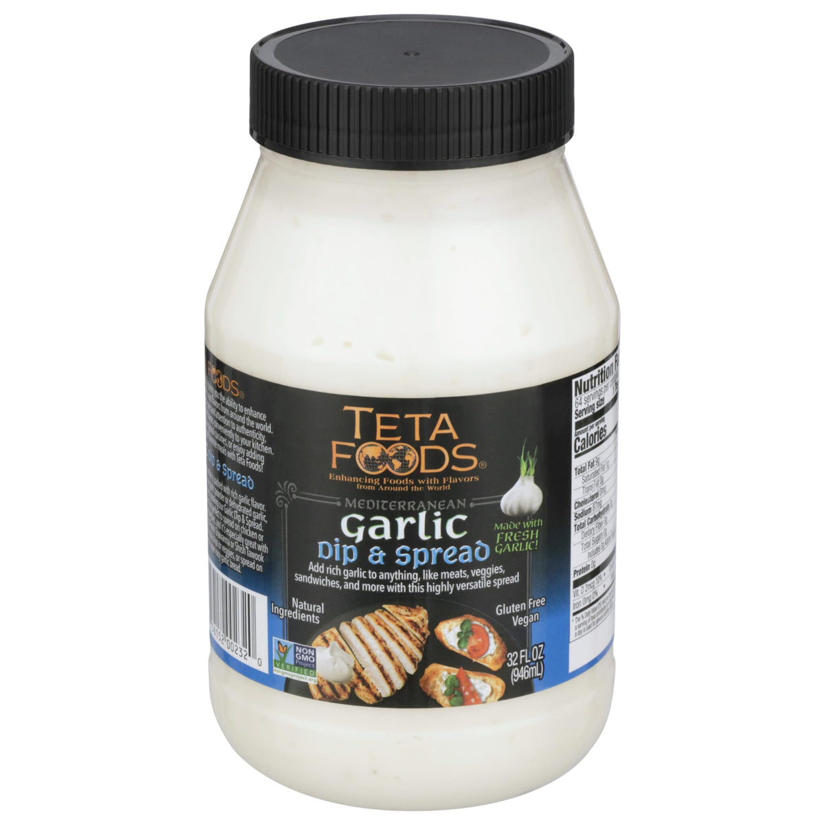 Teta Foods Mediterranean Garlic Dip and spread 32oz Toum