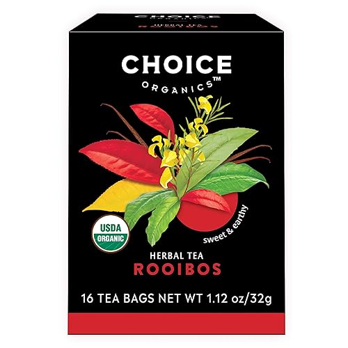 Choice Organics - Organic Rooibos Tea (6 Pack) - Fair Trade - Compostable - Caffeine Free - 96 Organic Herbal Tea Bags