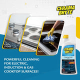 Cerama Bryte Ceramic Cooktop Cleaner (28 oz), Scraper and 5 Cleaning Pads Combo Kit