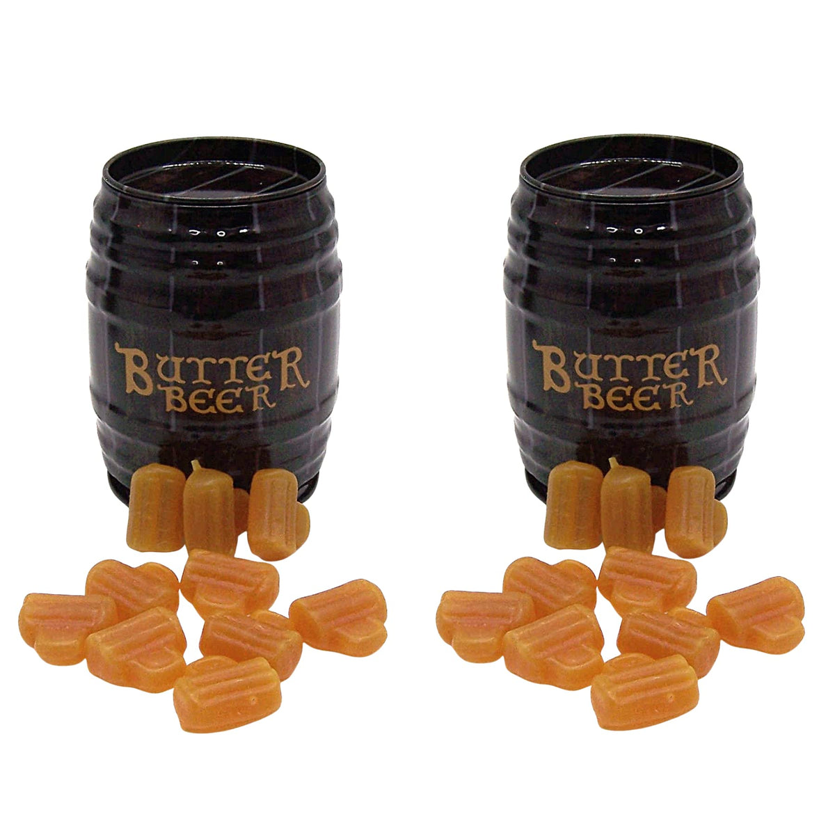 Harry Potter Inspired Butterbeer Chewy Candy in Barrel Tin, 2 Pack, Fun and Delicious Treat, 1.5 Ounce Tins