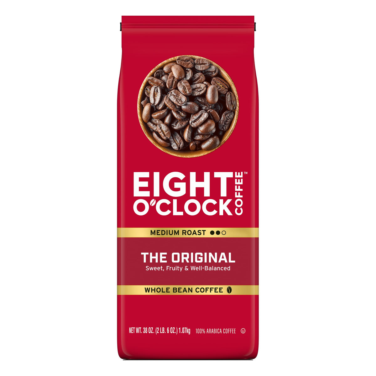 Eight O'Clock Coffee The Original, Medium Roast Whole Bean Coffee, 100% Arabica, Kosher Certified, 38 Ounce (Pack of 1)