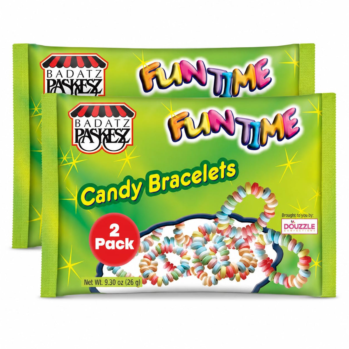 DOUzzle Kosher, Candy Bracelets, Edible Candy Jewelry, Retro 80s 90s Candy, (30 Count, 2 Pack) Birthday Party Favors & Goodie Bags, Pulseras de