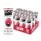 Lucky Energy Drink Cherry Slush, Zero Calories, 200mg Caffeine, 12 Pack