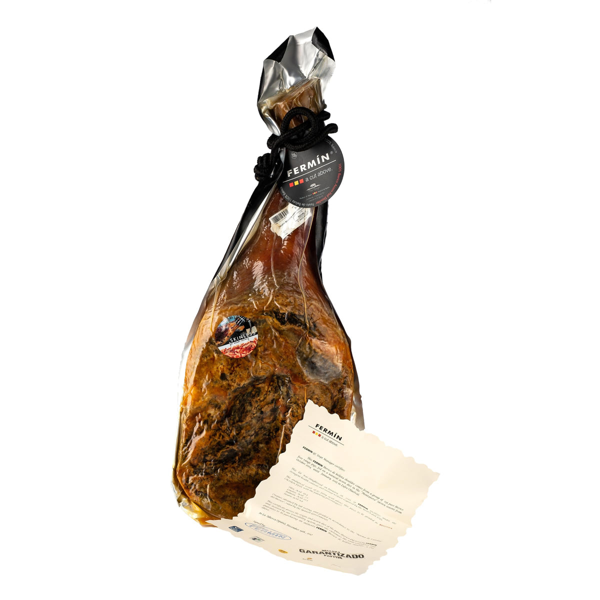 Iberico Ham de Bellota Shoulder (Paleta) Cured for 24 Months, Between 20-25 Servings, 10-12 lbs from Fermin Plus Ham Holder and Iberico Ham Knife