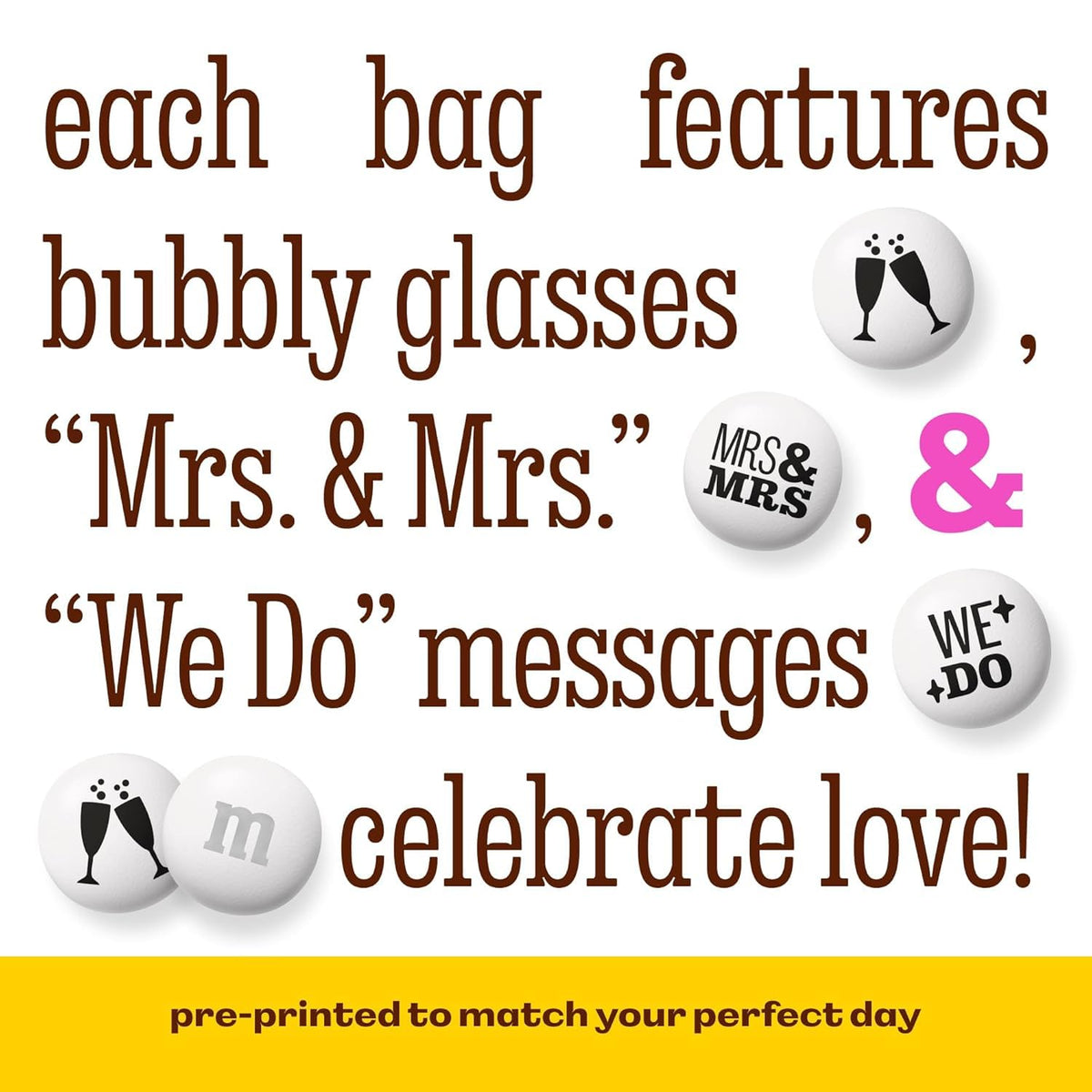 M&M'S Mrs. and Mrs. Wedding Milk Chocolate Candy, 2 lb Bulk Resealable Bag