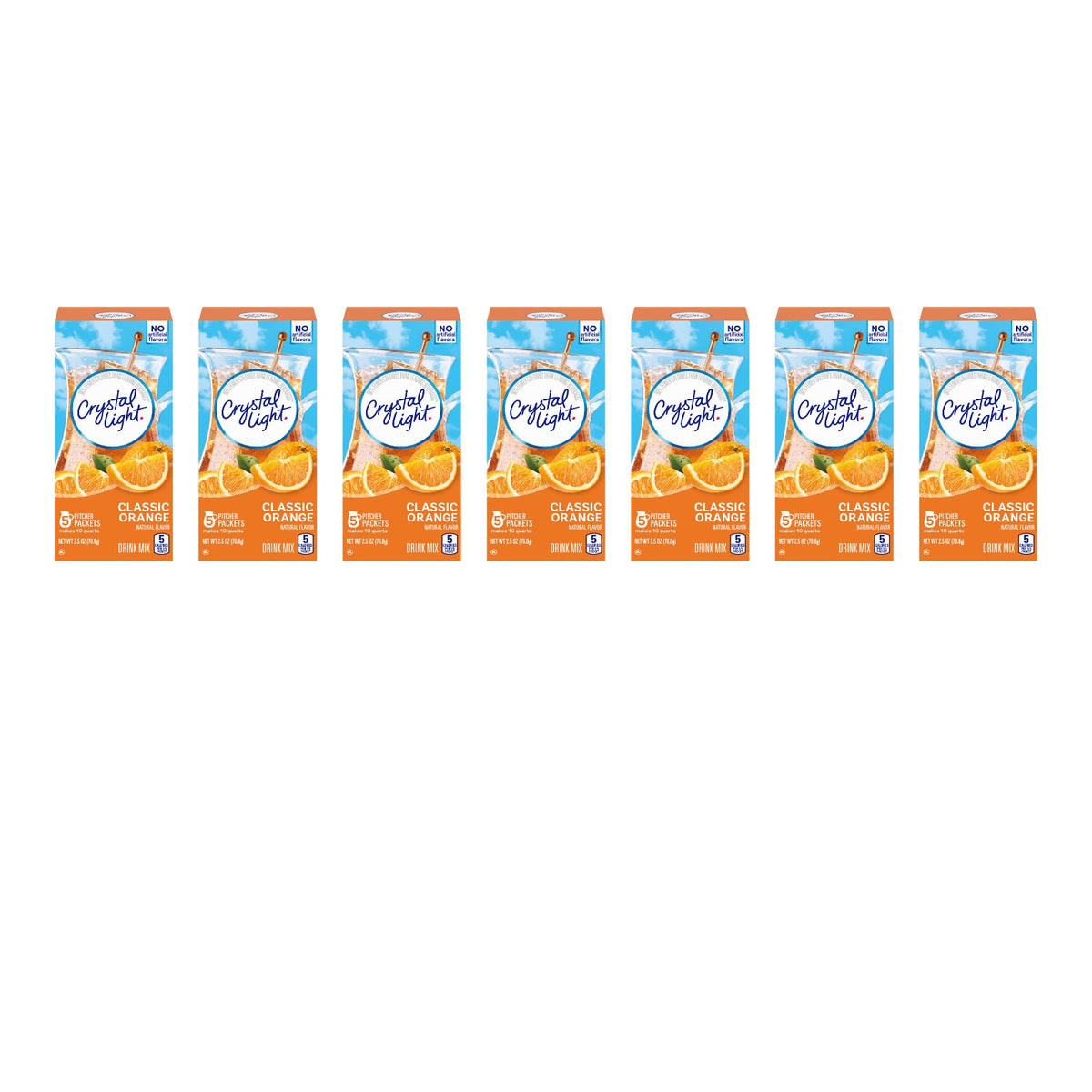 Crystal Light Drink Mix, Sugar Free Powdered Water Enhancer, Low Calorie Beverage Mix, Natural Flavor Drink Mix, Classic Orange, 5 Pitcher Packets