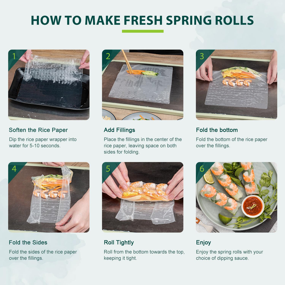 Soeos Rice Paper, 1 Pack, 34 Sheets, Square, 22cm