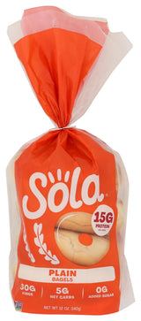 The Sola Company Plain Bagels, 12 OZ