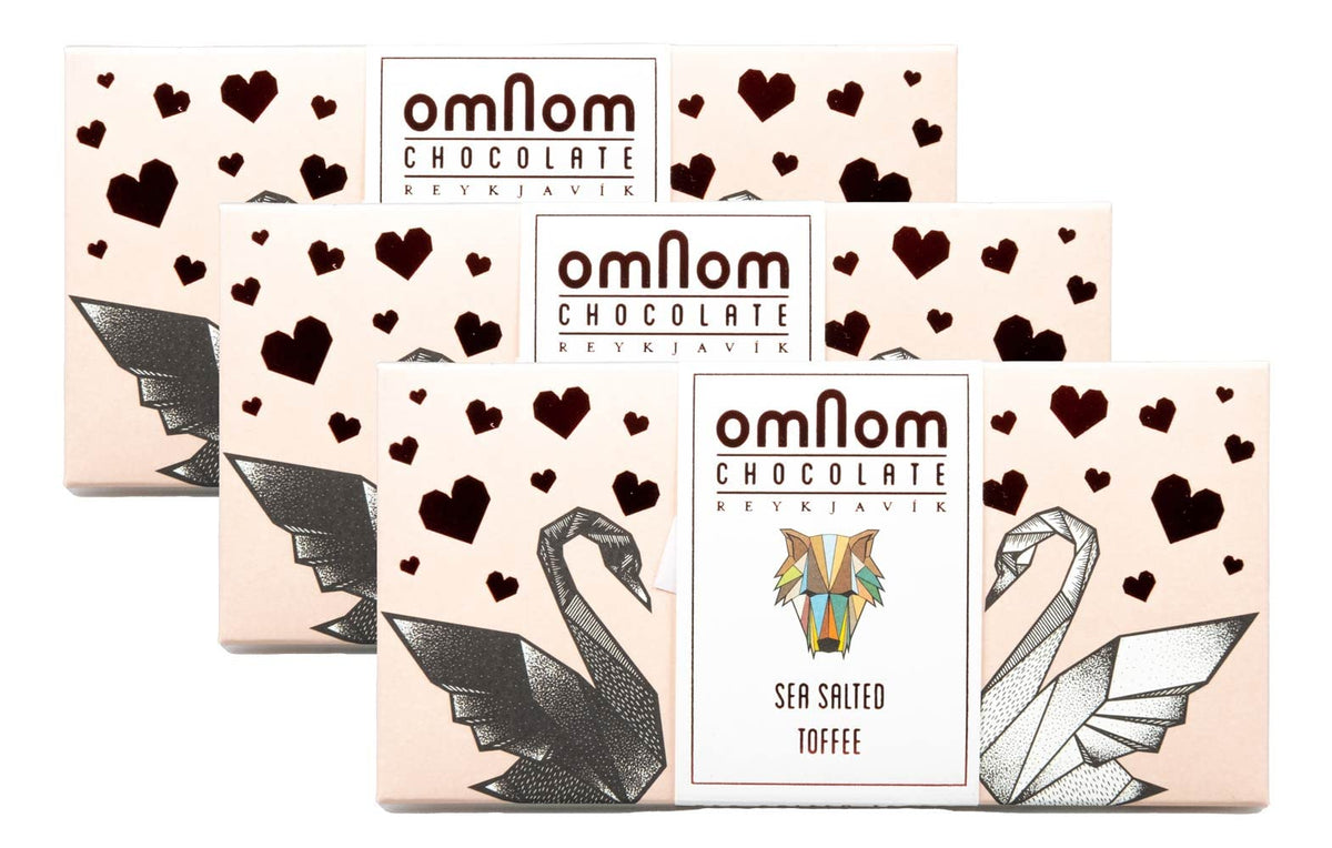 OmNom Toffee + Sea Salt | Icelandic Bean To Bar Chocolate by OMNOM CHOCOLATE REYKJAVIK | 3 x 60g Bar