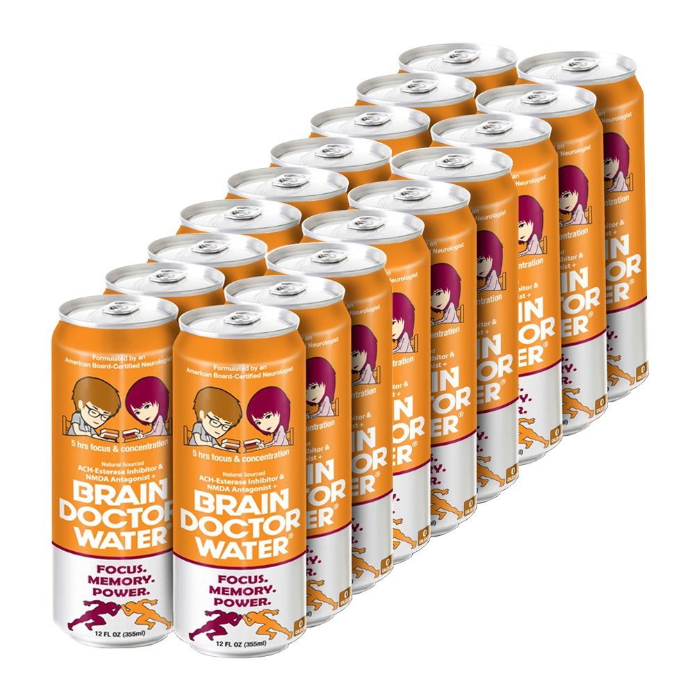 Brain Doctor Water Energy Drink, Caffeine-Free, 12 oz (48)