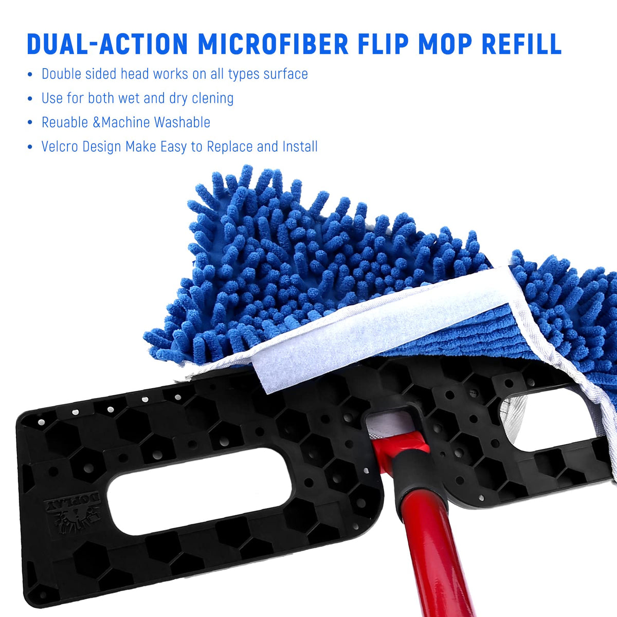 4 Pack Microfiber Flip Mop Refills,Compatible with O-Cedar Dual Action Mop,Replacement Mop Heads for Dry/Wet Use,Machine Washable.