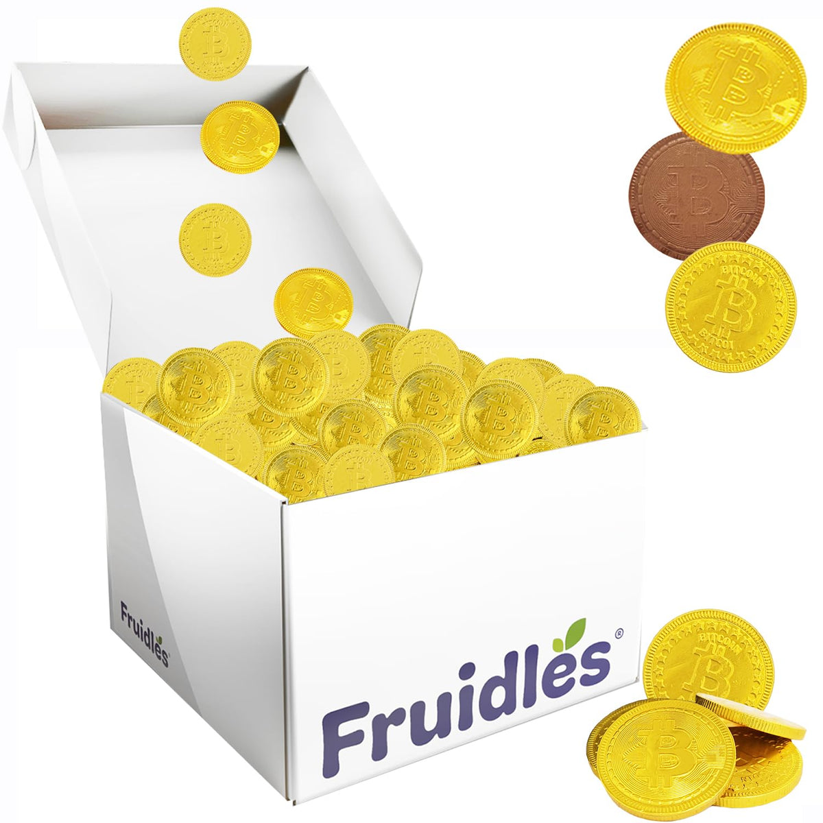 Fruidles Original Crypto Chocolate Coins, Made with Premium Belgian Chocolate, Gluten-Free, Non-GMO, Kosher Certified Dairy (1000-Pack)