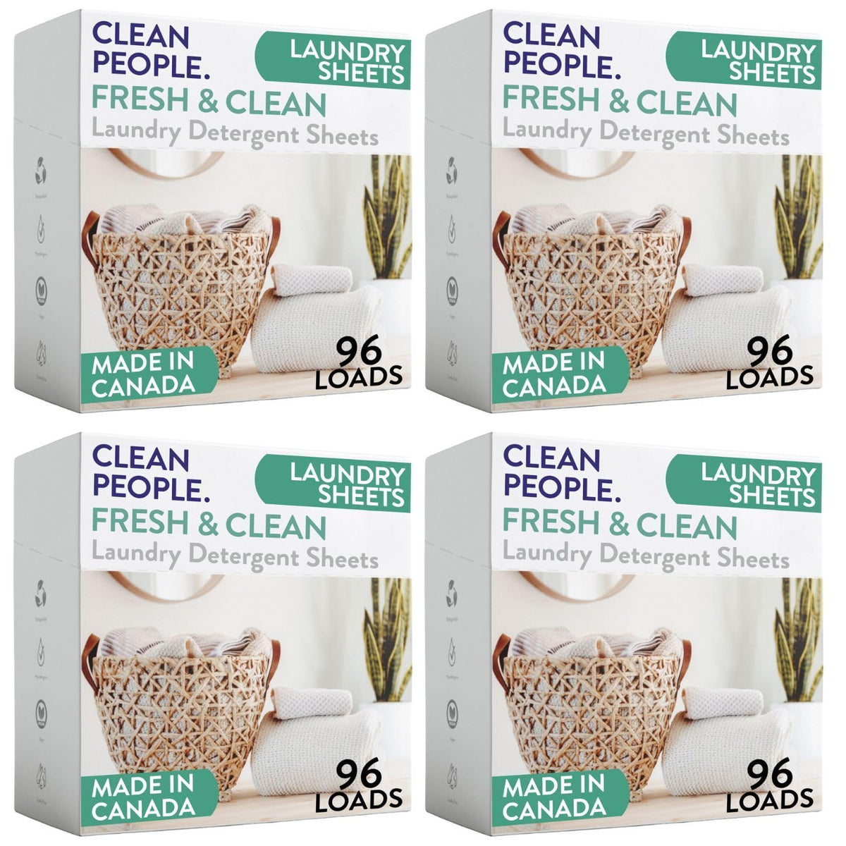 Clean People Laundry Detergent Sheets- Recyclable Packaging, Hypoallergenic, Stain Fighting, Works with All Machines including HE (384 Count, Fresh