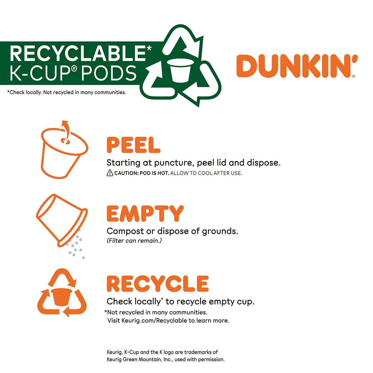 Dunkin’ Decaf Medium Roast Coffee, Keurig K-Cup Pods, 10 Count Boxes (Pack of 6)