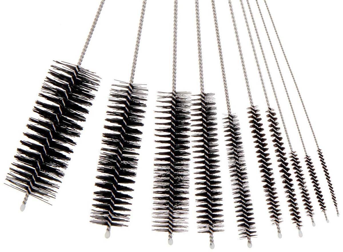 Pipe Cleaners Homewinner 8 inch Nylon Bottle Straw Cleaning Brush Set Stainless Steel Handle Flexible Tube Brushes Multiple Size, Set of 10