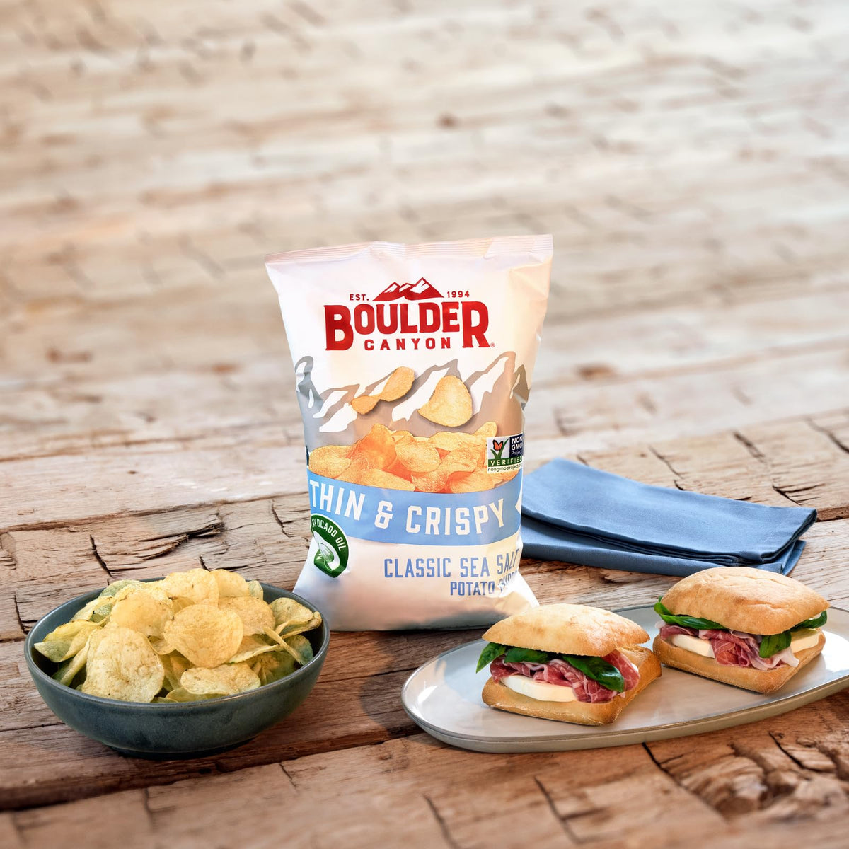 Boulder Canyon Thin & Crispy Classic Sea Salt Potato Chips, 6 OZ