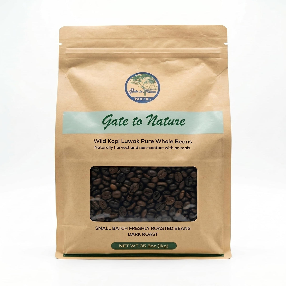 Gate to Nature Wild Kopi Luwak Whole Beans (1kg), Civet coffee luxury Kopi Luwak Coffee Gifts - Sourced from the best regions of Vietnam Ethically