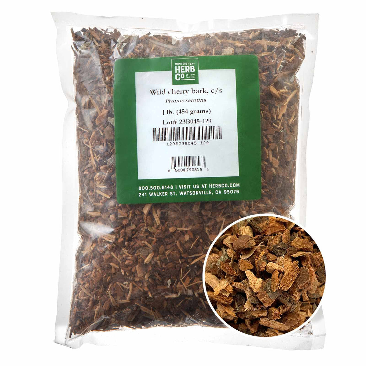 Wild Cherry Bark Cut & Sifted, by Herb Co, Prunus Serotina, From the United States, Kosher, for Traditional Syrup, Tea & Tinctures, 1 lb