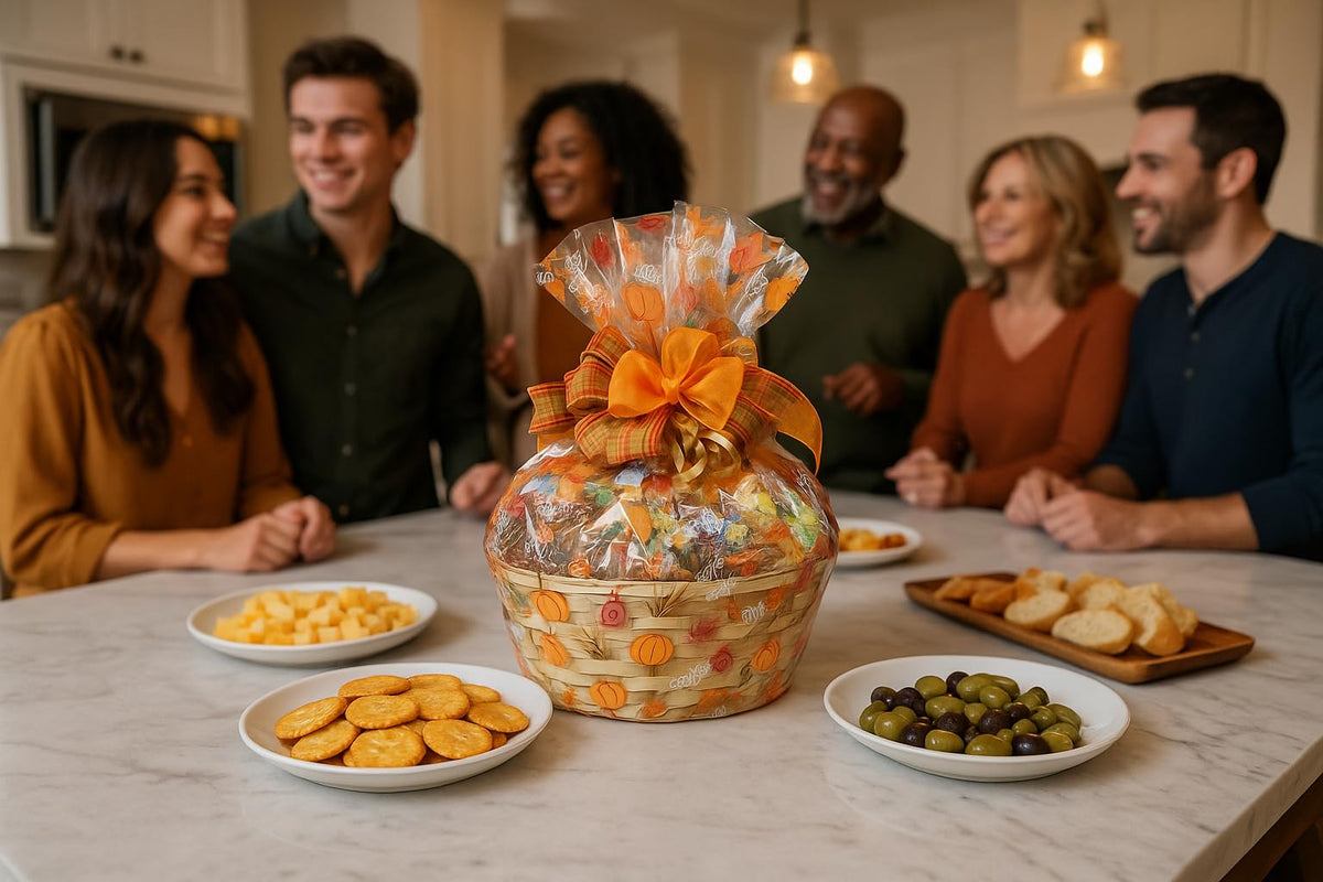 Thanksgiving Gift Basket Hand Crafted with Chocolates, Cookies, Snacks & Candy. Perfect for Hostess, Family, Employee or Client Gift (Premium)
