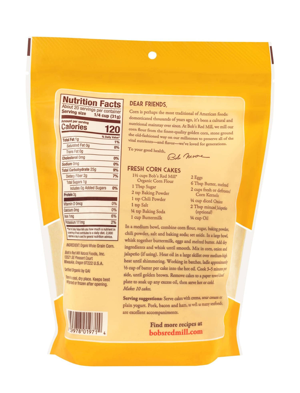 Bob's Red Mill Organic Corn Flour, 22 Oz