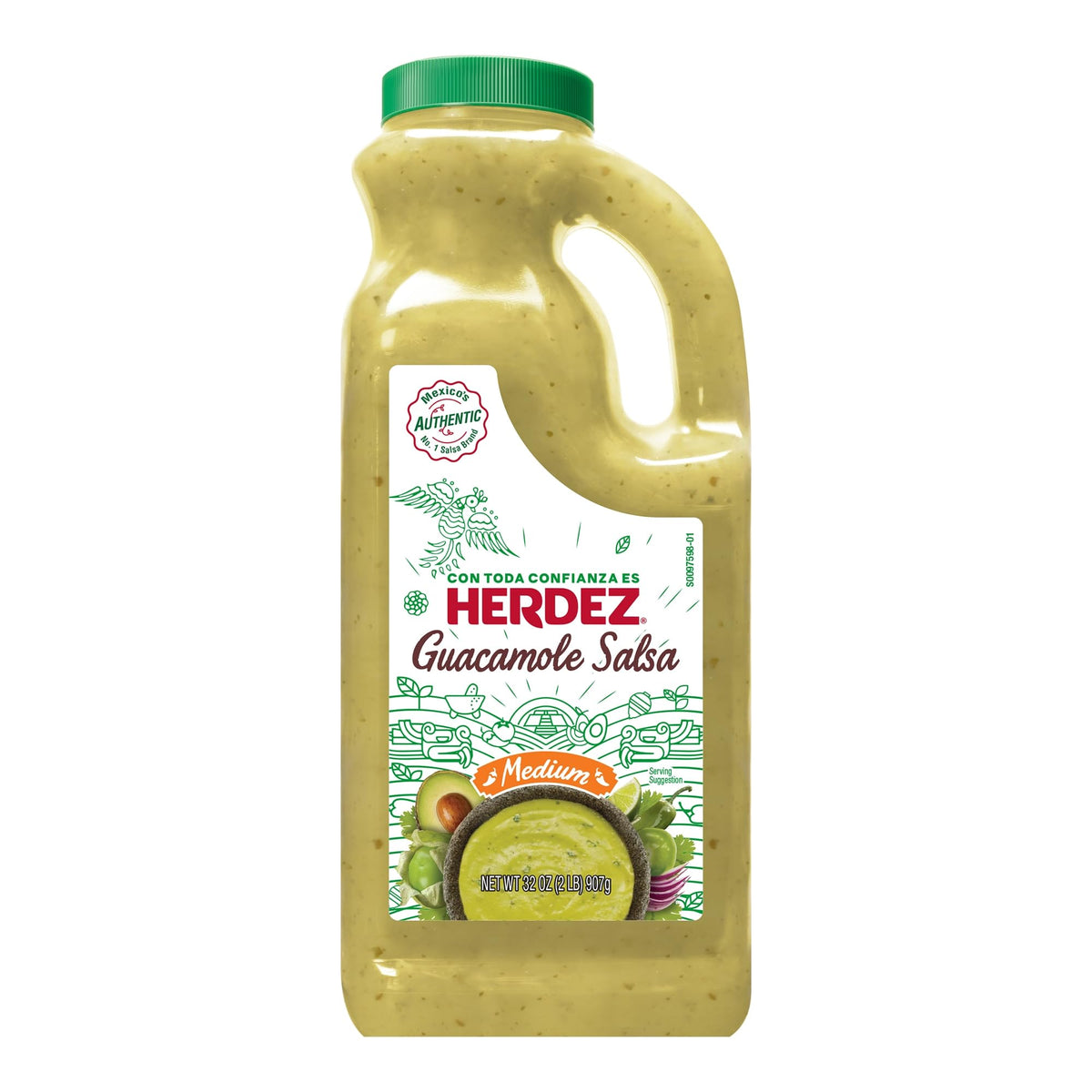 HERDEZ Guacamole Salsa, Medium, 32 oz Jug