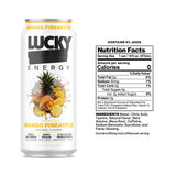 Lucky Energy Drink Mango Pineapple, Zero Sugar, 200mg Caffeine, 12 Pack