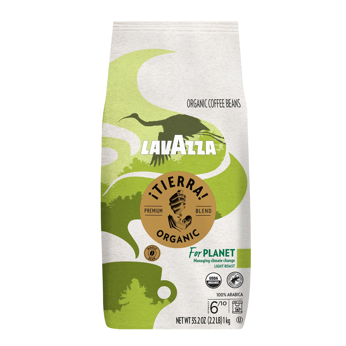 Lavazza ¡Tierra! Organic for Planet Whole Bean Coffee, Light Roast, 100% Arabica, 2.2 lb Bag (pack of 1)