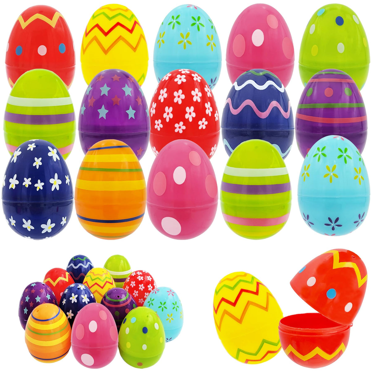 Chochkees 500-Pack Painted Fillable Easter Eggs with Hinge Bulk Colorful Painted Plastic Easter Eggs, Perfect for Easter Egg Hunt, Surprise Egg