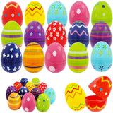 Chochkees Printed Easter Eggs 100-Pack Fillable with Hinge Bulk Colorful Painted Plastic Easter Eggs, Perfect for Easter Egg Hunt, Surprise Egg