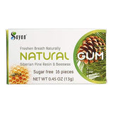 Sayan Sugar-Free All Natural Siberian Pine Tree Resin and Beeswax Chewing Gum - 6 Packs (96 Pieces) for Fresh Breath - Vegetarian, Non-GMO, Gluten