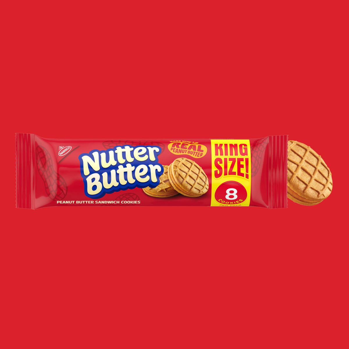 NUTTER BUTTER Peanut Butter Sandwich Cookies, King Size, 10-3.5 oz Snack Packs