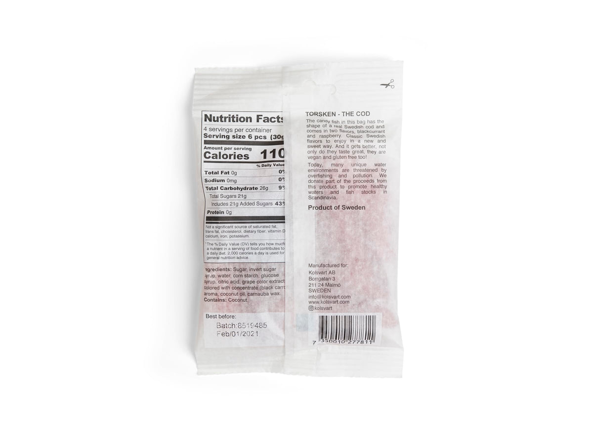 Kolsvart Swedish Candy - Blackcurrant + Raspberry Gummies, Vegan & Gluten-Free - Natural Fruit Flavor, Scandinavian Candy - 4.2 oz Each (Pack of 5)
