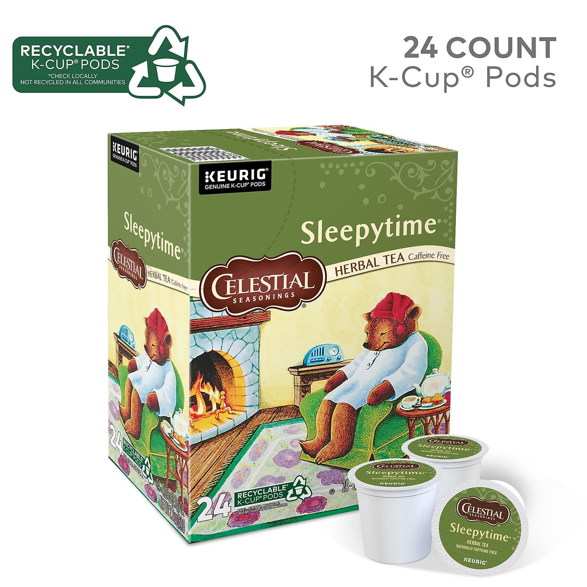 Celestial Seasonings Sleepytime Herbal Tea, Single-Serve Keurig K-Cup Pods, 24 Count