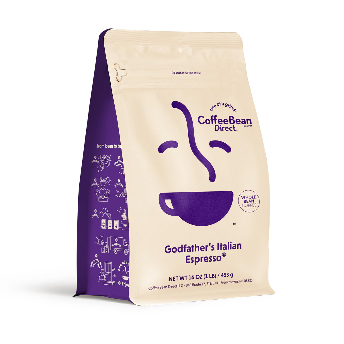 Coffee Bean Direct Godfather’s Italian Espresso®, Whole Bean Coffee, Handcrafted Blend, Dark Roast, 1 Pound Bag (Pack of 1)