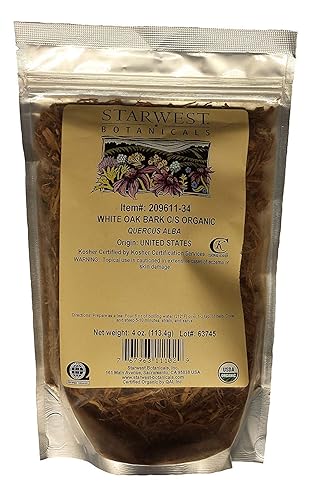 White Oak Bark Cut & Sifted Organic - 4 Oz,(Starwest Botanicals)
