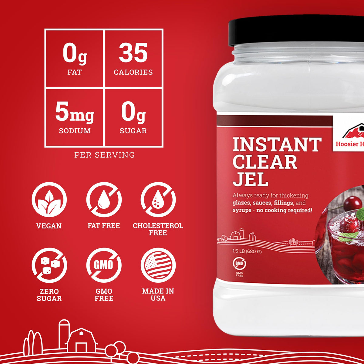 Hoosier Hill Farm Instant Clear Jel Thickening Powder, 1.5LB (Pack of 1)