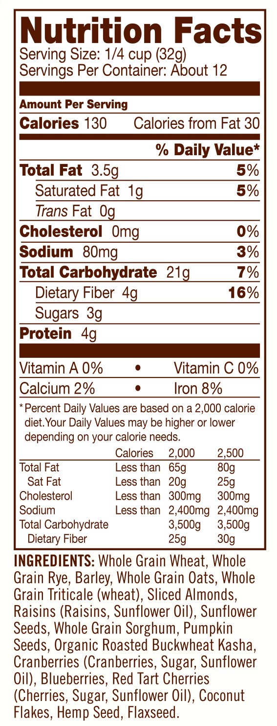 Bob's Red Mill Fruit & Seed Muesli, 14oz (Pack of 4) - Non GMO, Whole Grain, Kosher