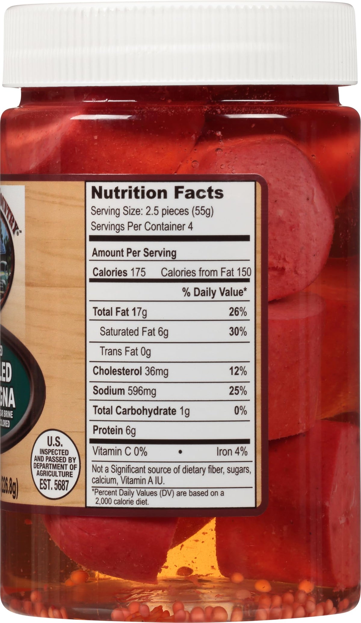 Backroad Country Mild Pickled Bologna, Packed in Vinegar Brine (8 OZ)