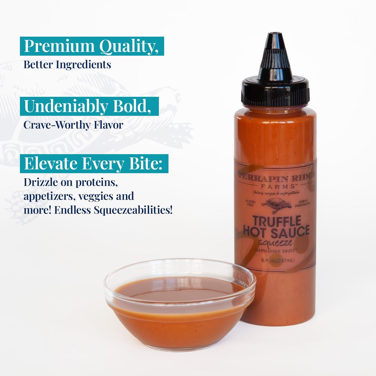 Terrapin Ridge Farms Gourmet Truffle Hot Sauce, Spicy and Earthy Condiment - 8 oz Bottle (Pack of 2)
