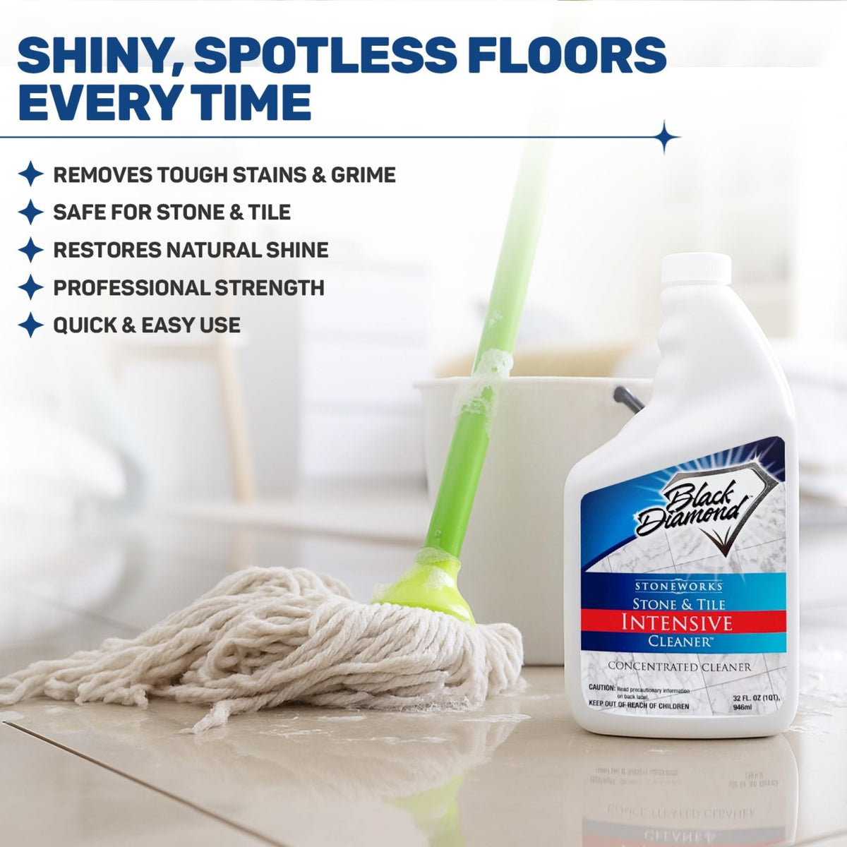 Black Diamond Stoneworks Stone & Tile Intensive Cleaner: Concentrated Deep Cleaner, Marble, Limestone, Travertine, Granite, Slate, Ceramic & Porcelain