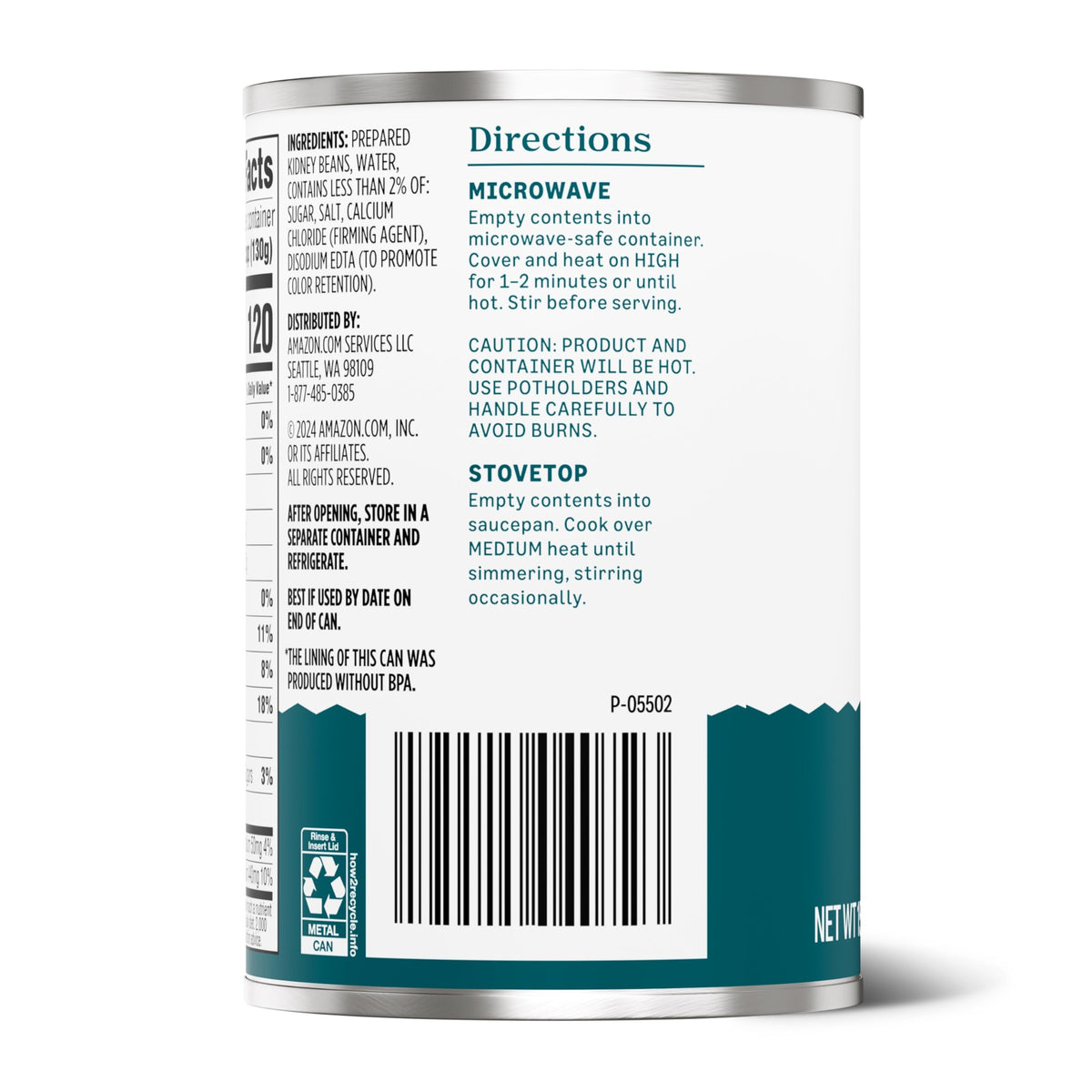 Amazon Grocery, Canned Dark Red Kidney Beans, 15.5 Oz