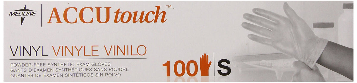 Medline Accutouch Synthetic Exam Gloves Clear, Small, 100 Count