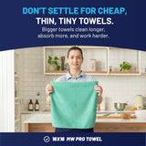 MW PRO Microfiber Cleaning Cloths (12 Pack, 12"x12", Green) - Commercial Grade Housekeeping Towels & Janitorial Rags - Lint Free & Streak Free
