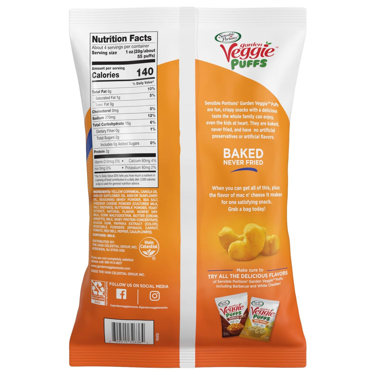 Sensible Portions Garden Veggie Mac & Cheese Puffs, 3.75 Oz
