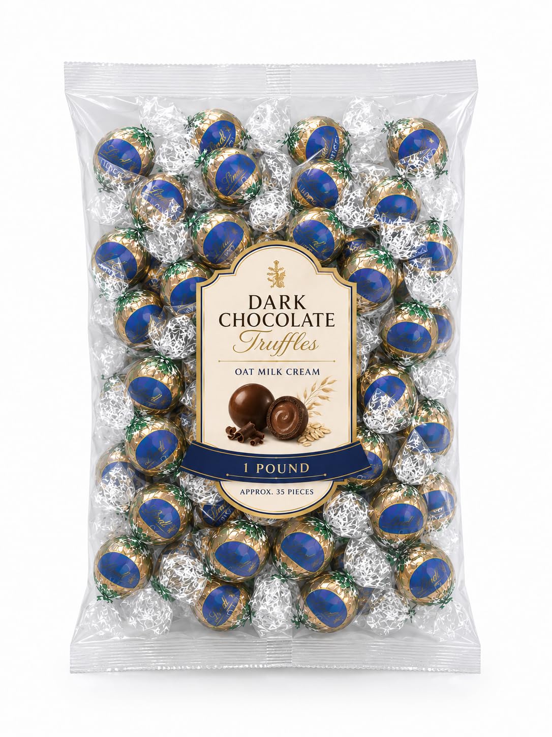 Dark Chocolate Oatmilk Truffles Individually Wrapped Bulk Bag - 1 lb (Approx. 35 pieces)