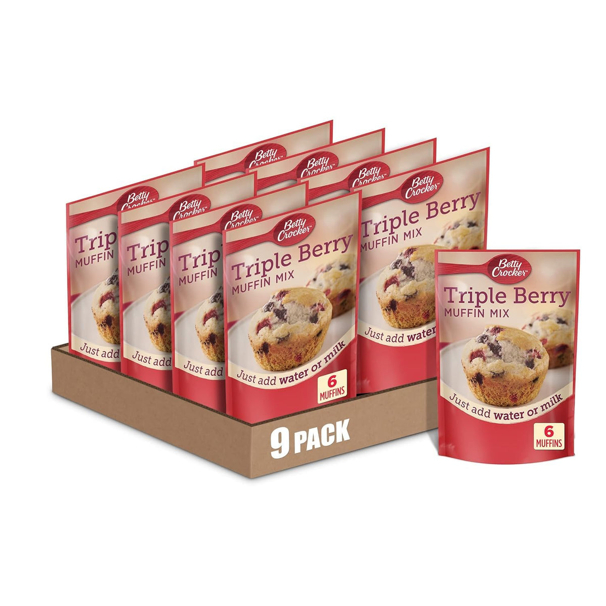 Betty Crocker Triple Berry Muffin Mix, 6.5 oz. (Pack of 9)