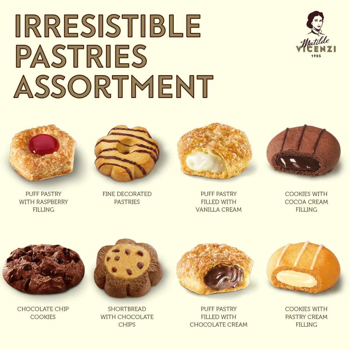 Matilde Vicenzi Roma Cookie Gift Tin - Pastries & Cookies in Individually Wrapped Trays - Gourmet Gifts For Father's Day, Teacher, Birthday - Assorted
