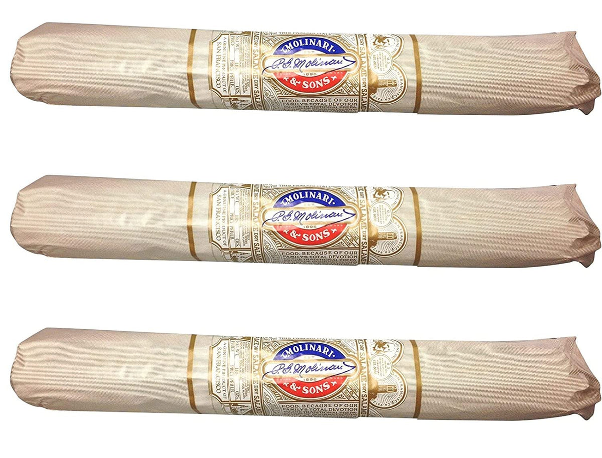 MOLINARI & SONS San Francisco Italian Dry Salami 3lb Stick Molded Paper Wrapped, Gluten Free, 3 Pack