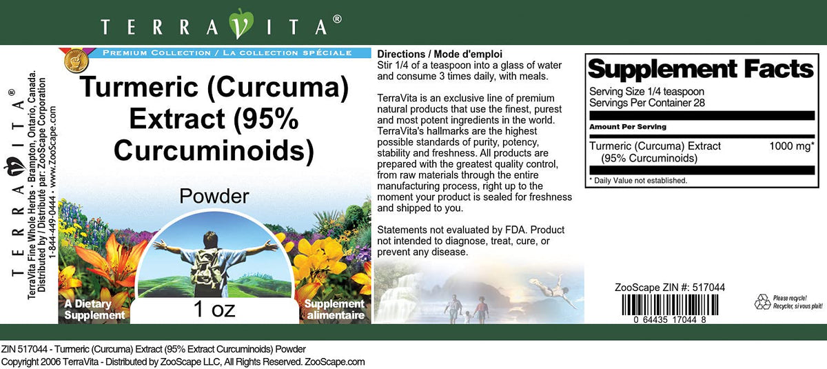 Turmeric (Curcuma) Extract (95% Curcuminoids) Powder (1 oz, ZIN: 517044) - 3 Pack